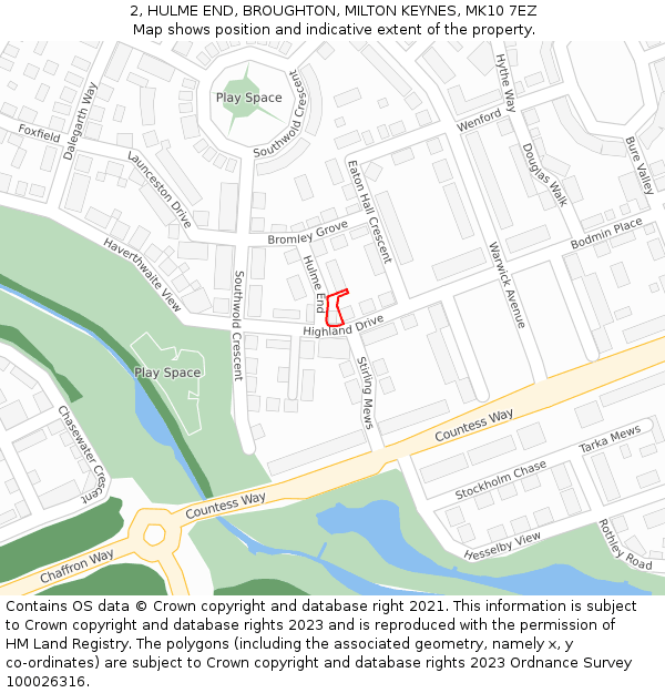 2, HULME END, BROUGHTON, MILTON KEYNES, MK10 7EZ: Location map and indicative extent of plot