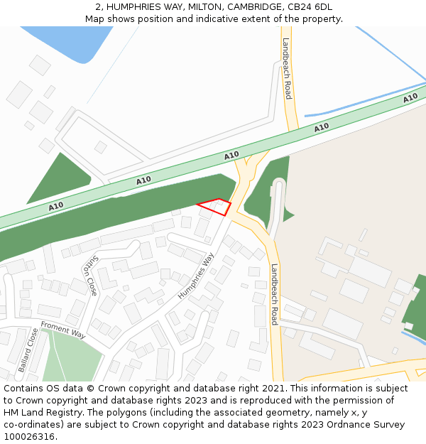 2, HUMPHRIES WAY, MILTON, CAMBRIDGE, CB24 6DL: Location map and indicative extent of plot