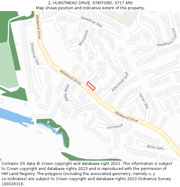 2, HURSTMEAD DRIVE, STAFFORD, ST17 4RX: Location map and indicative extent of plot