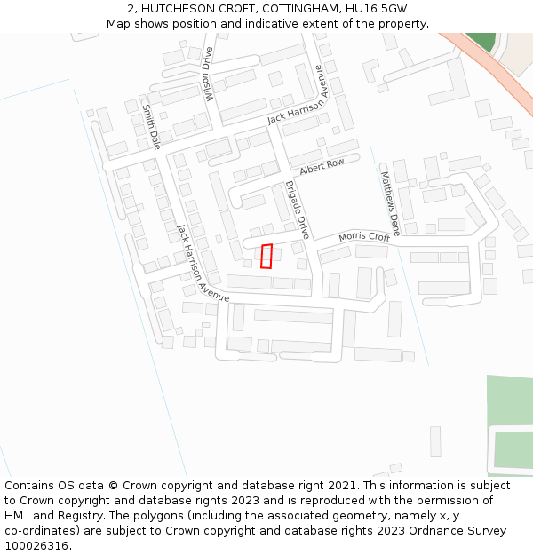 2, HUTCHESON CROFT, COTTINGHAM, HU16 5GW: Location map and indicative extent of plot