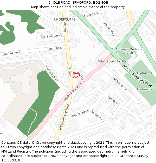 2, IDLE ROAD, BRADFORD, BD2 4QB: Location map and indicative extent of plot