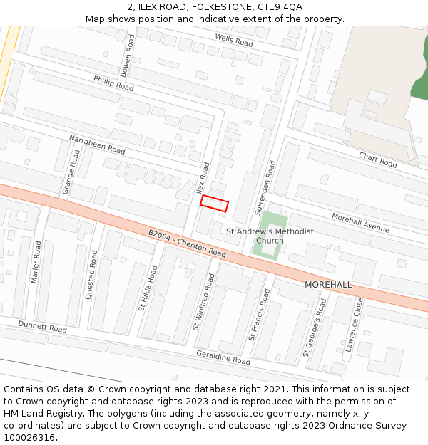 2, ILEX ROAD, FOLKESTONE, CT19 4QA: Location map and indicative extent of plot