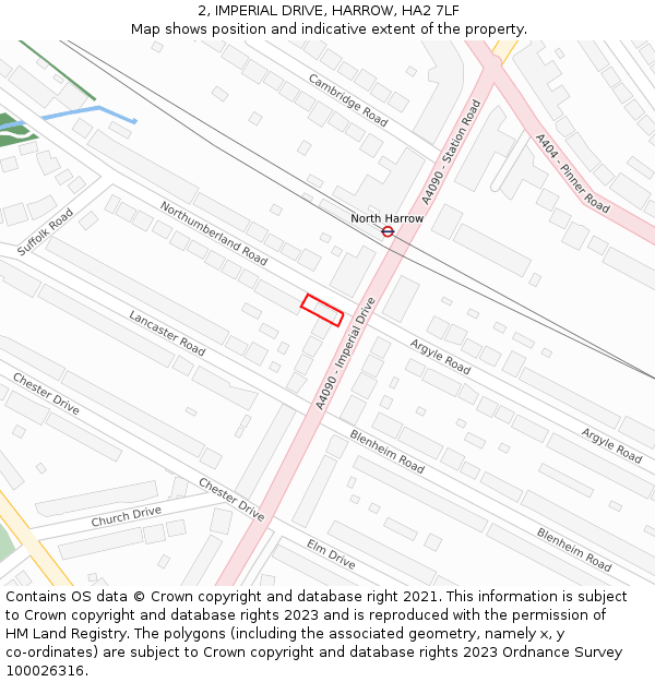 2, IMPERIAL DRIVE, HARROW, HA2 7LF: Location map and indicative extent of plot