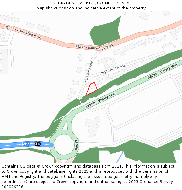 2, ING DENE AVENUE, COLNE, BB8 9PA: Location map and indicative extent of plot