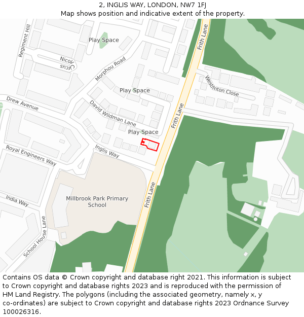 2, INGLIS WAY, LONDON, NW7 1FJ: Location map and indicative extent of plot