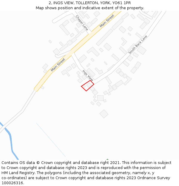 2, INGS VIEW, TOLLERTON, YORK, YO61 1PR: Location map and indicative extent of plot
