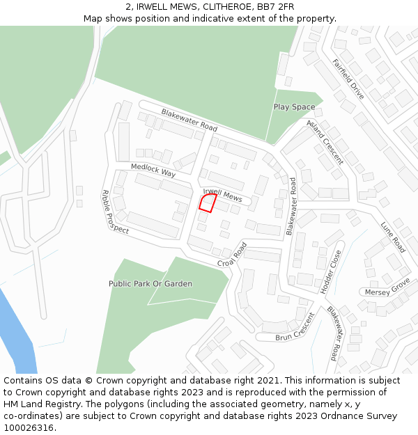 2, IRWELL MEWS, CLITHEROE, BB7 2FR: Location map and indicative extent of plot