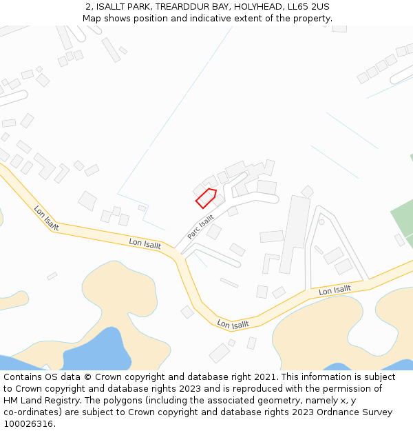 2, ISALLT PARK, TREARDDUR BAY, HOLYHEAD, LL65 2US: Location map and indicative extent of plot