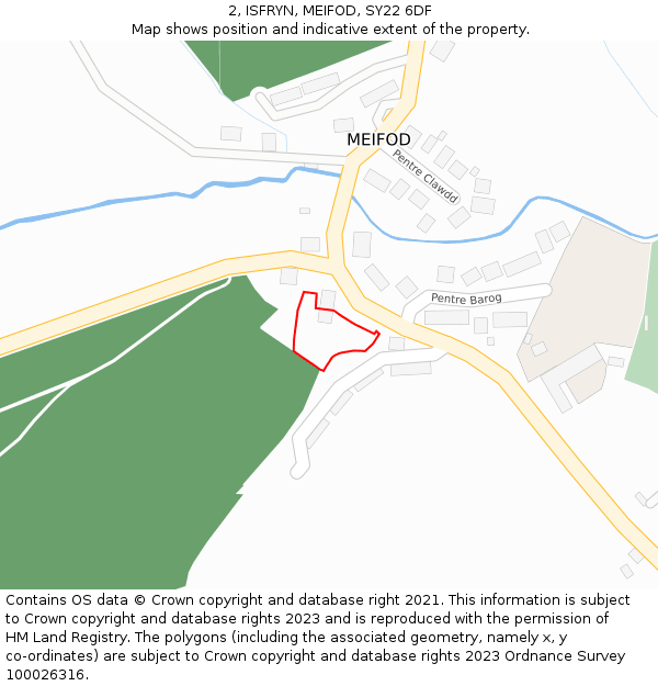 2, ISFRYN, MEIFOD, SY22 6DF: Location map and indicative extent of plot