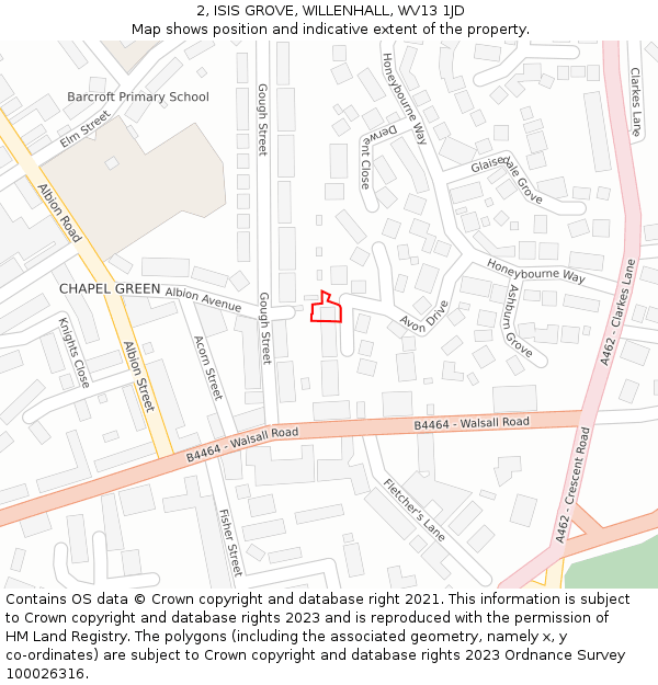 2, ISIS GROVE, WILLENHALL, WV13 1JD: Location map and indicative extent of plot