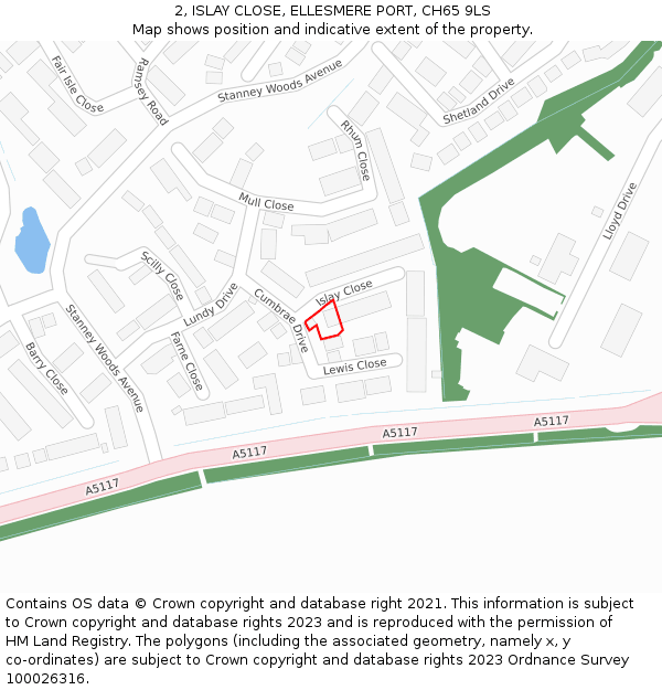 2, ISLAY CLOSE, ELLESMERE PORT, CH65 9LS: Location map and indicative extent of plot