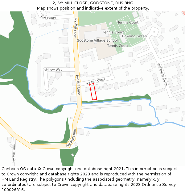 2, IVY MILL CLOSE, GODSTONE, RH9 8NG: Location map and indicative extent of plot