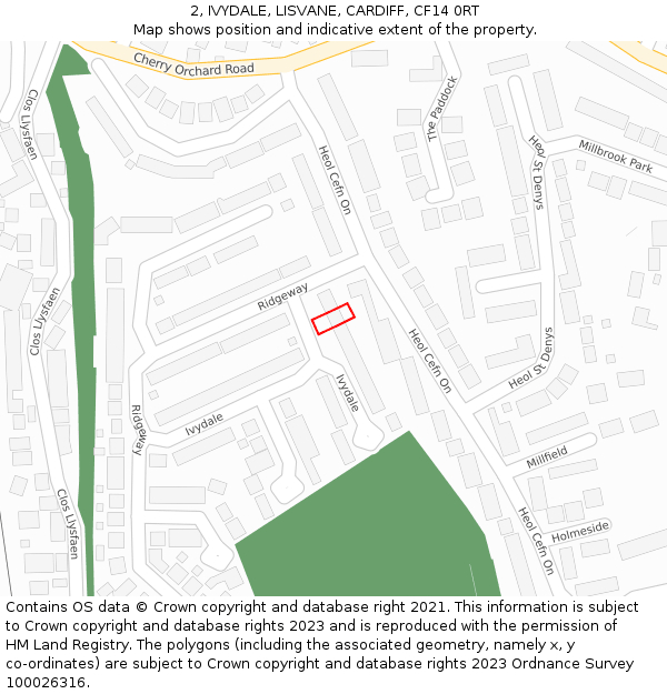 2, IVYDALE, LISVANE, CARDIFF, CF14 0RT: Location map and indicative extent of plot