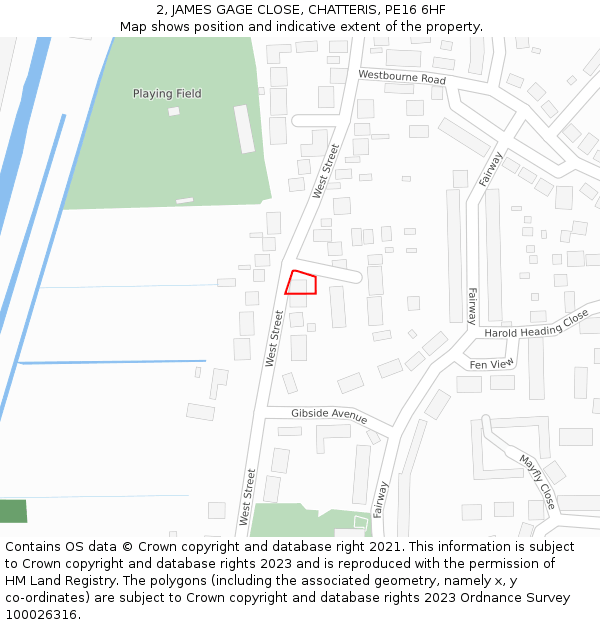 2, JAMES GAGE CLOSE, CHATTERIS, PE16 6HF: Location map and indicative extent of plot