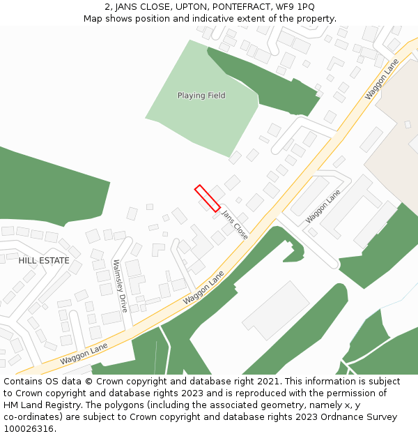 2, JANS CLOSE, UPTON, PONTEFRACT, WF9 1PQ: Location map and indicative extent of plot