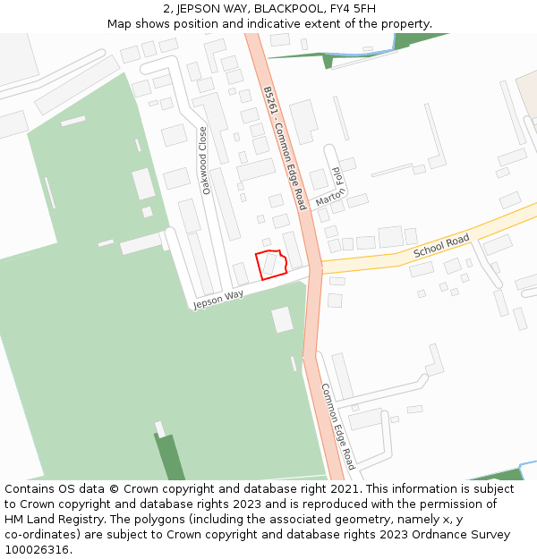 2, JEPSON WAY, BLACKPOOL, FY4 5FH: Location map and indicative extent of plot