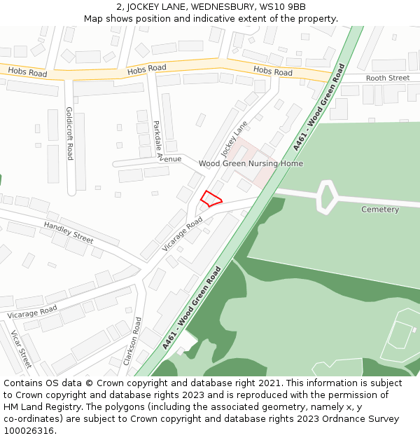 2, JOCKEY LANE, WEDNESBURY, WS10 9BB: Location map and indicative extent of plot