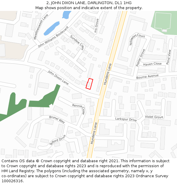 2, JOHN DIXON LANE, DARLINGTON, DL1 1HG: Location map and indicative extent of plot