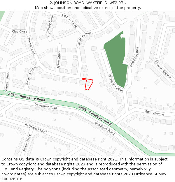 2, JOHNSON ROAD, WAKEFIELD, WF2 9BU: Location map and indicative extent of plot