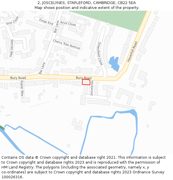 2, JOSCELYNES, STAPLEFORD, CAMBRIDGE, CB22 5EA: Location map and indicative extent of plot