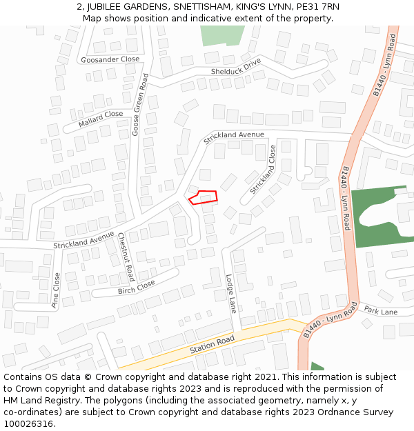 2, JUBILEE GARDENS, SNETTISHAM, KING'S LYNN, PE31 7RN: Location map and indicative extent of plot