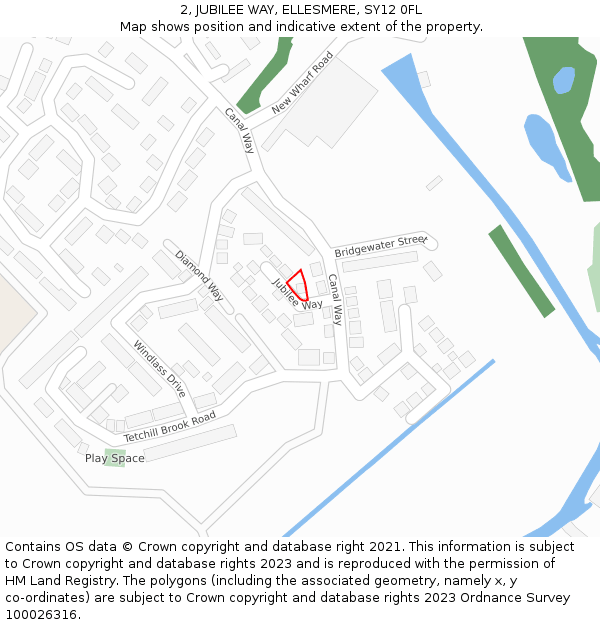 2, JUBILEE WAY, ELLESMERE, SY12 0FL: Location map and indicative extent of plot