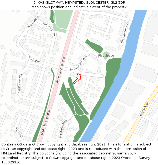 2, KASKELOT WAY, HEMPSTED, GLOUCESTER, GL2 5DR: Location map and indicative extent of plot