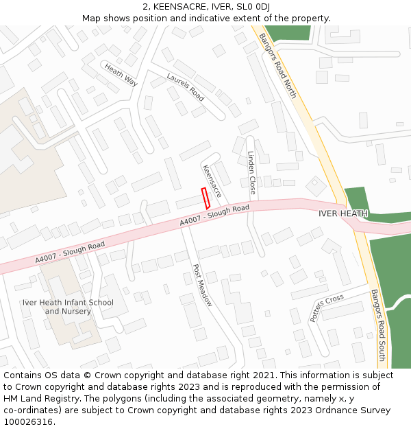 2, KEENSACRE, IVER, SL0 0DJ: Location map and indicative extent of plot