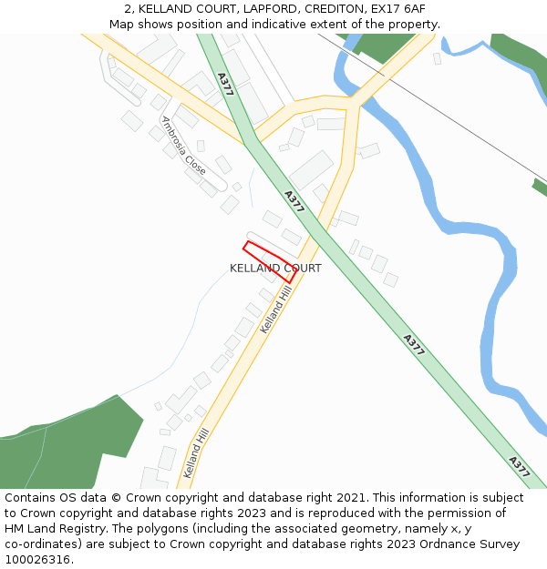 2, KELLAND COURT, LAPFORD, CREDITON, EX17 6AF: Location map and indicative extent of plot