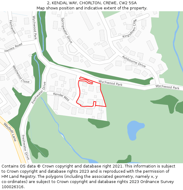 2, KENDAL WAY, CHORLTON, CREWE, CW2 5SA: Location map and indicative extent of plot
