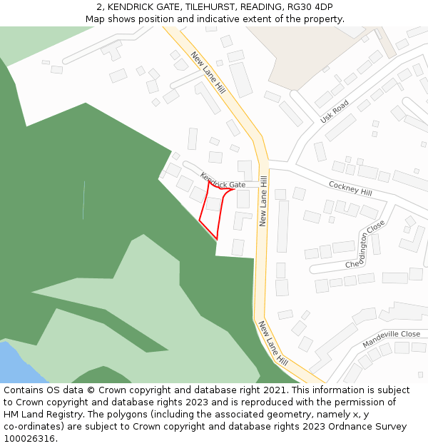 2, KENDRICK GATE, TILEHURST, READING, RG30 4DP: Location map and indicative extent of plot