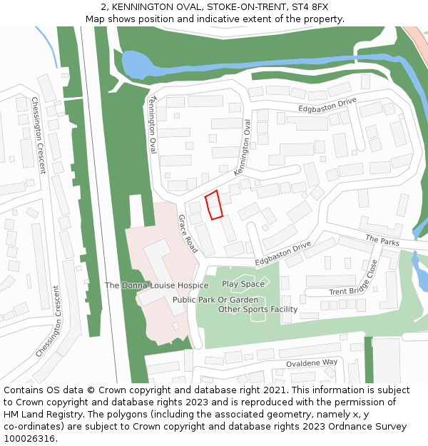 2, KENNINGTON OVAL, STOKE-ON-TRENT, ST4 8FX: Location map and indicative extent of plot