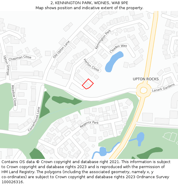 2, KENNINGTON PARK, WIDNES, WA8 9PE: Location map and indicative extent of plot