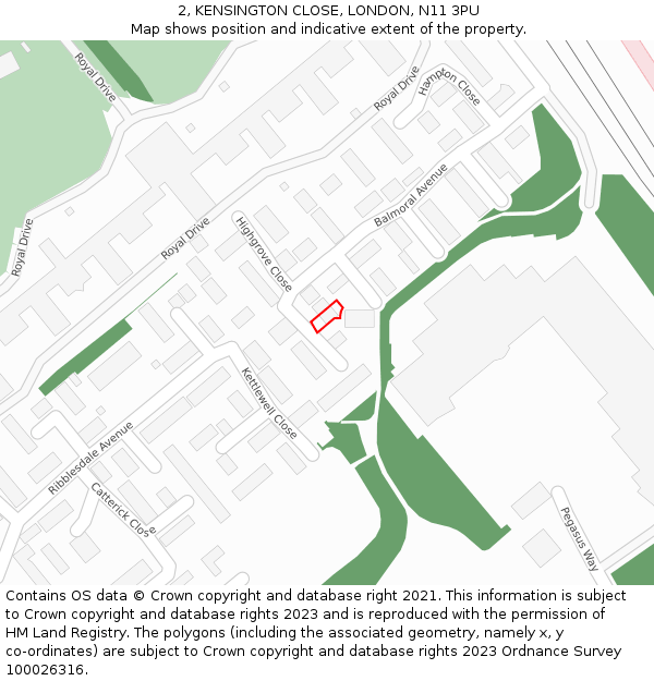 2, KENSINGTON CLOSE, LONDON, N11 3PU: Location map and indicative extent of plot