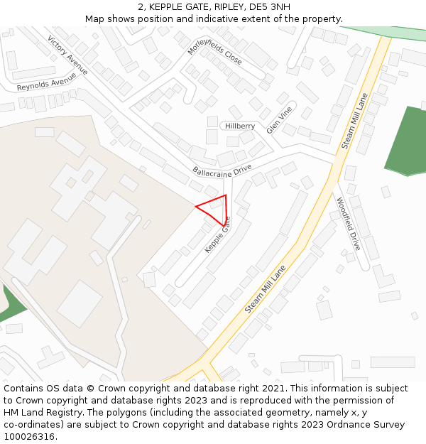 2, KEPPLE GATE, RIPLEY, DE5 3NH: Location map and indicative extent of plot