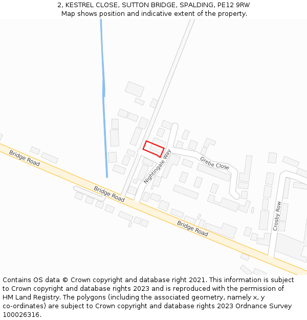 2, KESTREL CLOSE, SUTTON BRIDGE, SPALDING, PE12 9RW: Location map and indicative extent of plot