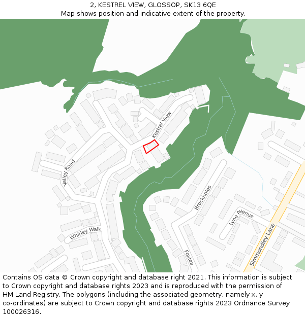 2, KESTREL VIEW, GLOSSOP, SK13 6QE: Location map and indicative extent of plot