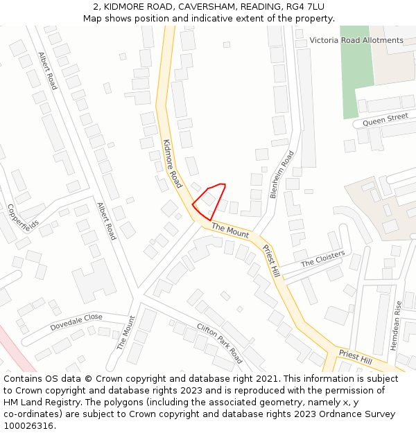 2, KIDMORE ROAD, CAVERSHAM, READING, RG4 7LU: Location map and indicative extent of plot