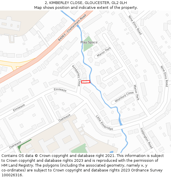 2, KIMBERLEY CLOSE, GLOUCESTER, GL2 0LH: Location map and indicative extent of plot