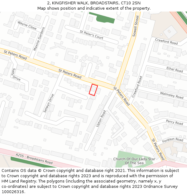2, KINGFISHER WALK, BROADSTAIRS, CT10 2SN: Location map and indicative extent of plot
