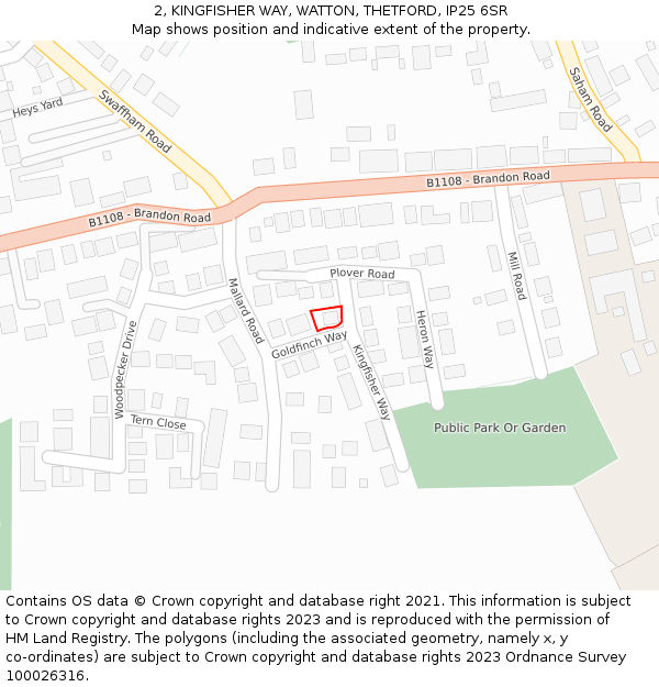 2, KINGFISHER WAY, WATTON, THETFORD, IP25 6SR: Location map and indicative extent of plot