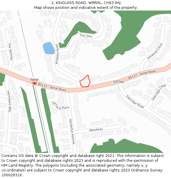 2, KINGLASS ROAD, WIRRAL, CH63 9AJ: Location map and indicative extent of plot