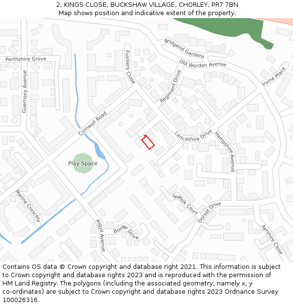 2, KINGS CLOSE, BUCKSHAW VILLAGE, CHORLEY, PR7 7BN: Location map and indicative extent of plot