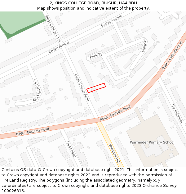2, KINGS COLLEGE ROAD, RUISLIP, HA4 8BH: Location map and indicative extent of plot
