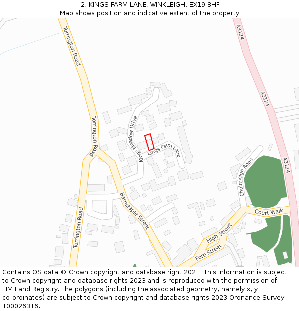 2, KINGS FARM LANE, WINKLEIGH, EX19 8HF: Location map and indicative extent of plot