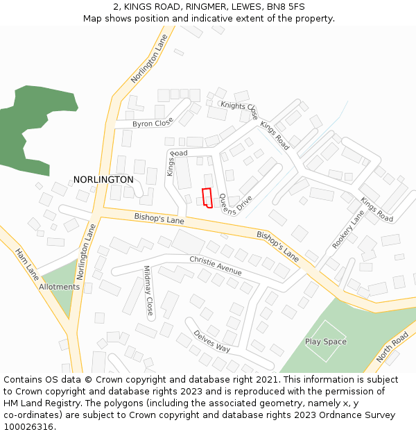 2, KINGS ROAD, RINGMER, LEWES, BN8 5FS: Location map and indicative extent of plot