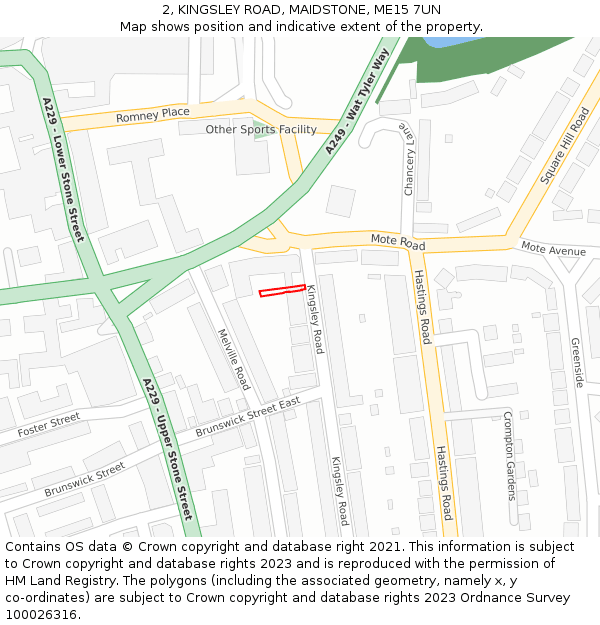 2, KINGSLEY ROAD, MAIDSTONE, ME15 7UN: Location map and indicative extent of plot