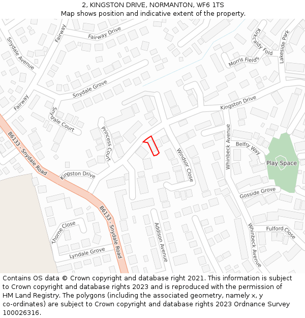 2, KINGSTON DRIVE, NORMANTON, WF6 1TS: Location map and indicative extent of plot