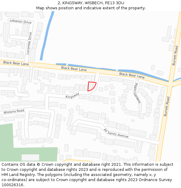 2, KINGSWAY, WISBECH, PE13 3DU: Location map and indicative extent of plot