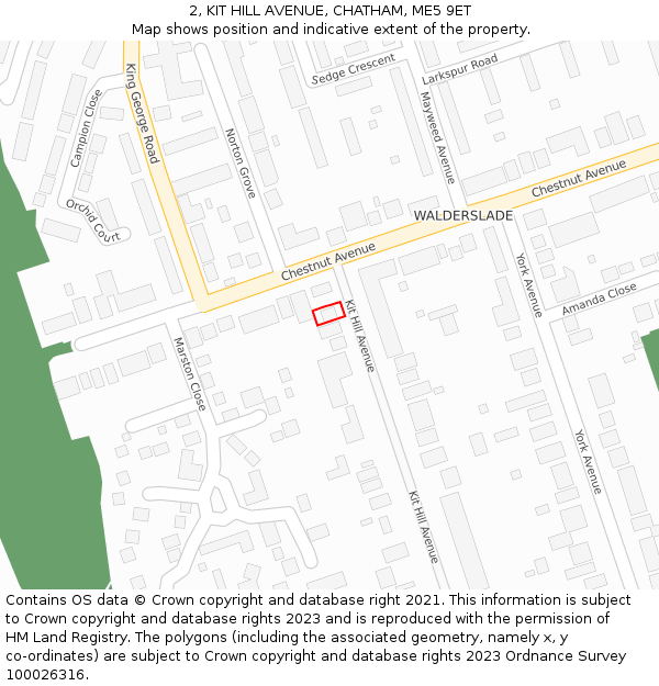 2, KIT HILL AVENUE, CHATHAM, ME5 9ET: Location map and indicative extent of plot